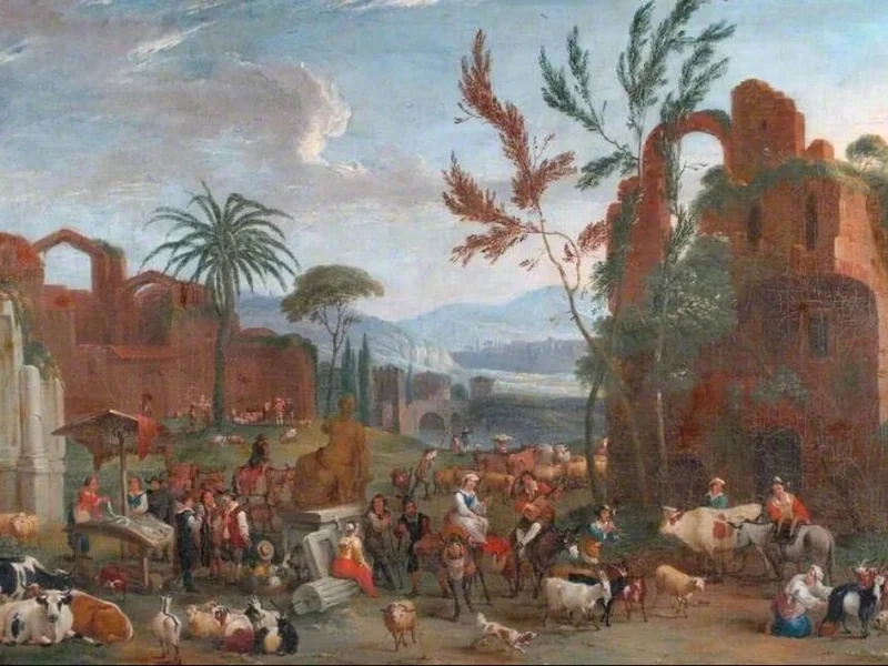 1629-Pieter Van Bredael - Un mercato tra le rovine classiche